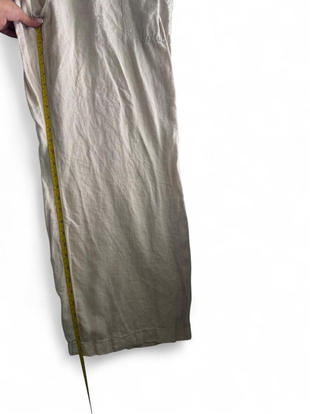 Lands End Plus Size 20 Linen Wide Leg Pants Beige Pull On Pockets Coastal Resort - Picture 6 of 9